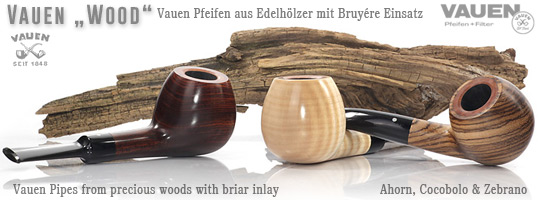 Vauen Wood Pfeifen aus Ahorn, Cocobolo & Zebrano