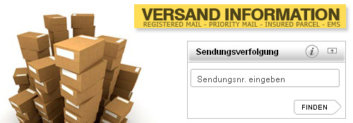 TRACK & TRACE f�r alle EMS oder Paket-Sendungen - Sie wissen immer, wo sich Ihre Sendung befindet - Die Sendungsnummer von unserem Versandmail gen�gt.
