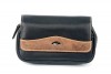 Pfeifentasche 2er Leder schwarz/braun mit Steppnaht