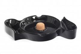 Pfeifenascher Keramik Kombi oval schwarz/gl&auml;nzend 2 Abl. - AKTION!