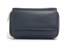 Peterson Pfeifentasche 3er blau Leder